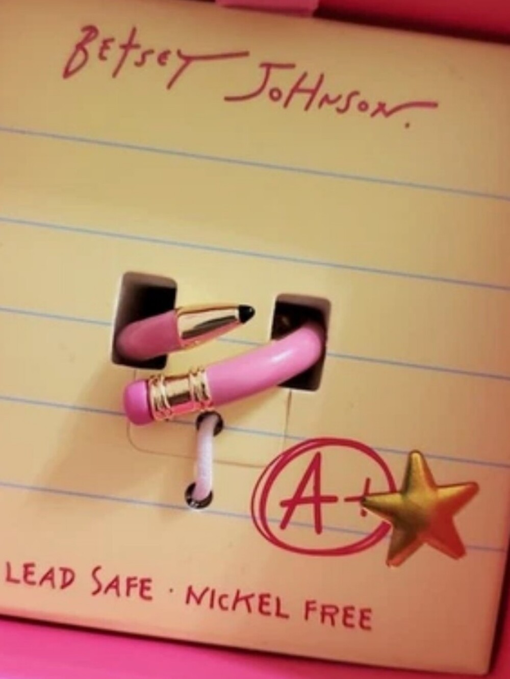 Betsey Johnson Pink Pencil Ring Size 7.5 Bnib Te